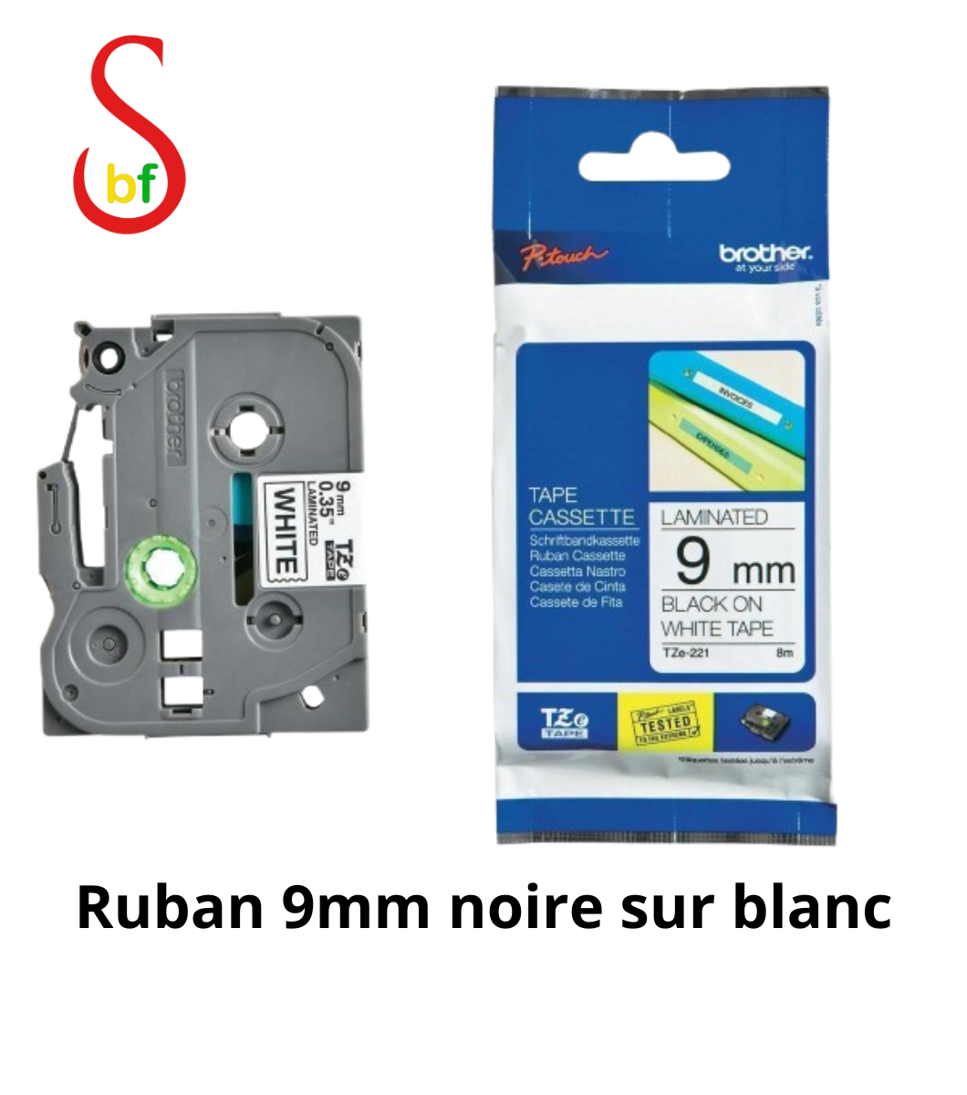 sougoubfmarket (15) RUBAN 9mm noire sur blanc – Image 1