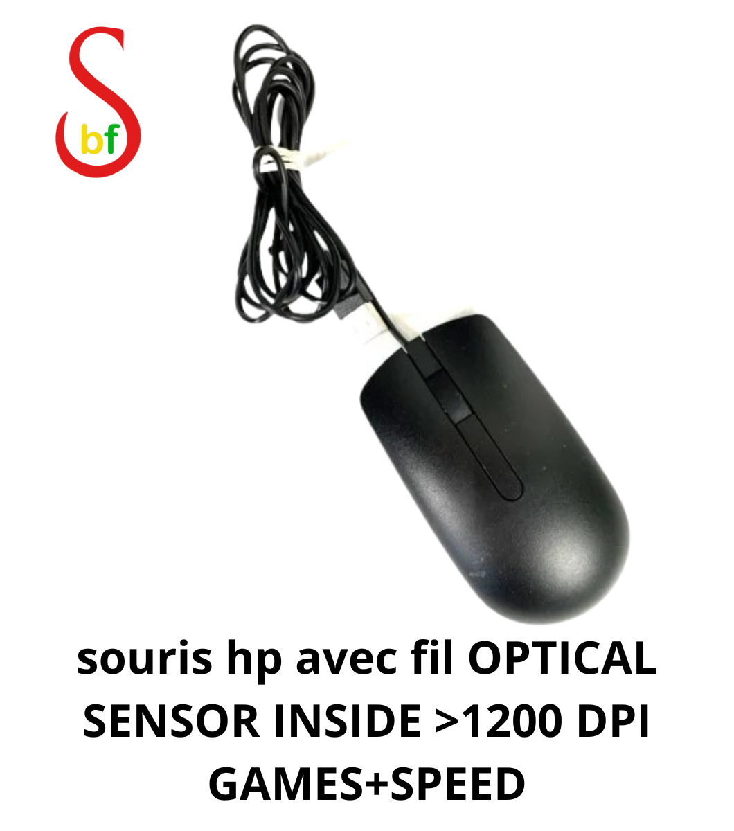 sougoubfmarket (20) souris hp avec fil OPTICAL SENSOR INSIDE >1200 DPI GAMES+SPEED – Image 1